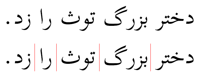A kerning example with Arabic script